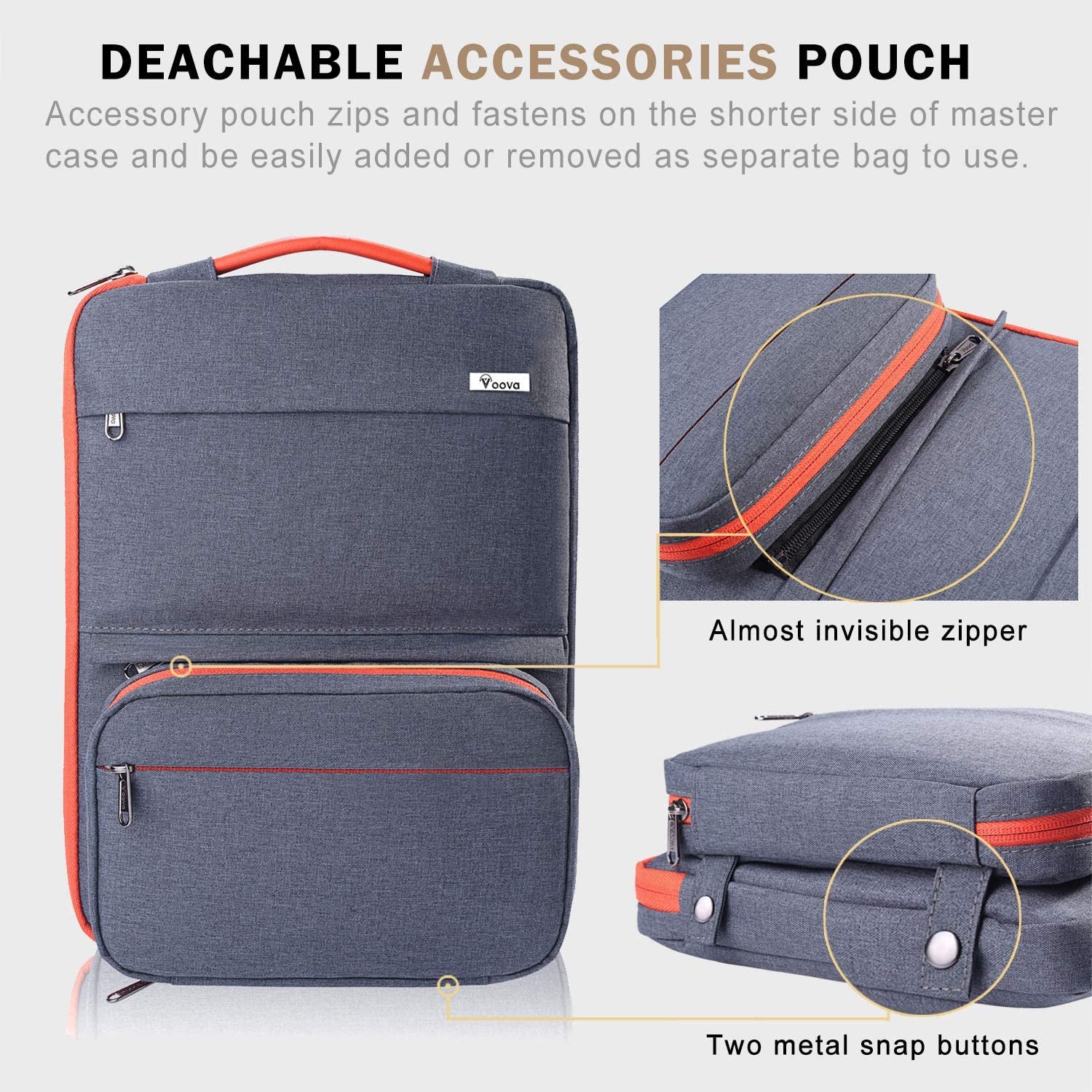 Laptop Sleeve Case, Smart Computer Carrying Bag with Detachable Accessory Pouch Compatible with 13-13.3 Inch Macbook Air/Macbook Pro M1 14 2021,13.5 Surface Book 3/2 XPS Chromebook, Waterproof