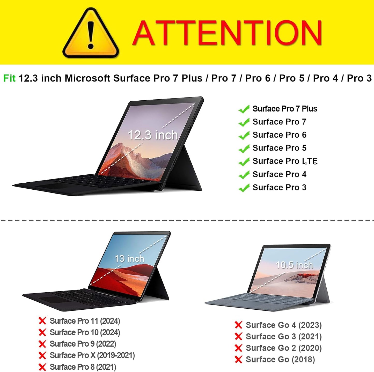 Case for 12.3 Inch Microsoft Surface Pro 7 Plus, Surface Pro 7, Surface Pro 6, Pro 5, Pro 4, Pro 3 - Portfolio Business Cover with Pocket, Compatible with Type Cover Keyboard, Purple