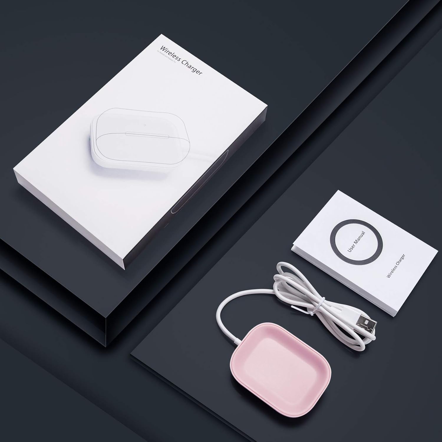 Qi Charger for Airpods 3, Wireless Charger for Apple Airpod 3/Airpods 2/Airpods, Wireless Charging Station for Airpods 3/Airpods Pro Wireless Charging, Wireless Charging Pad for Airpods Pro-Pink
