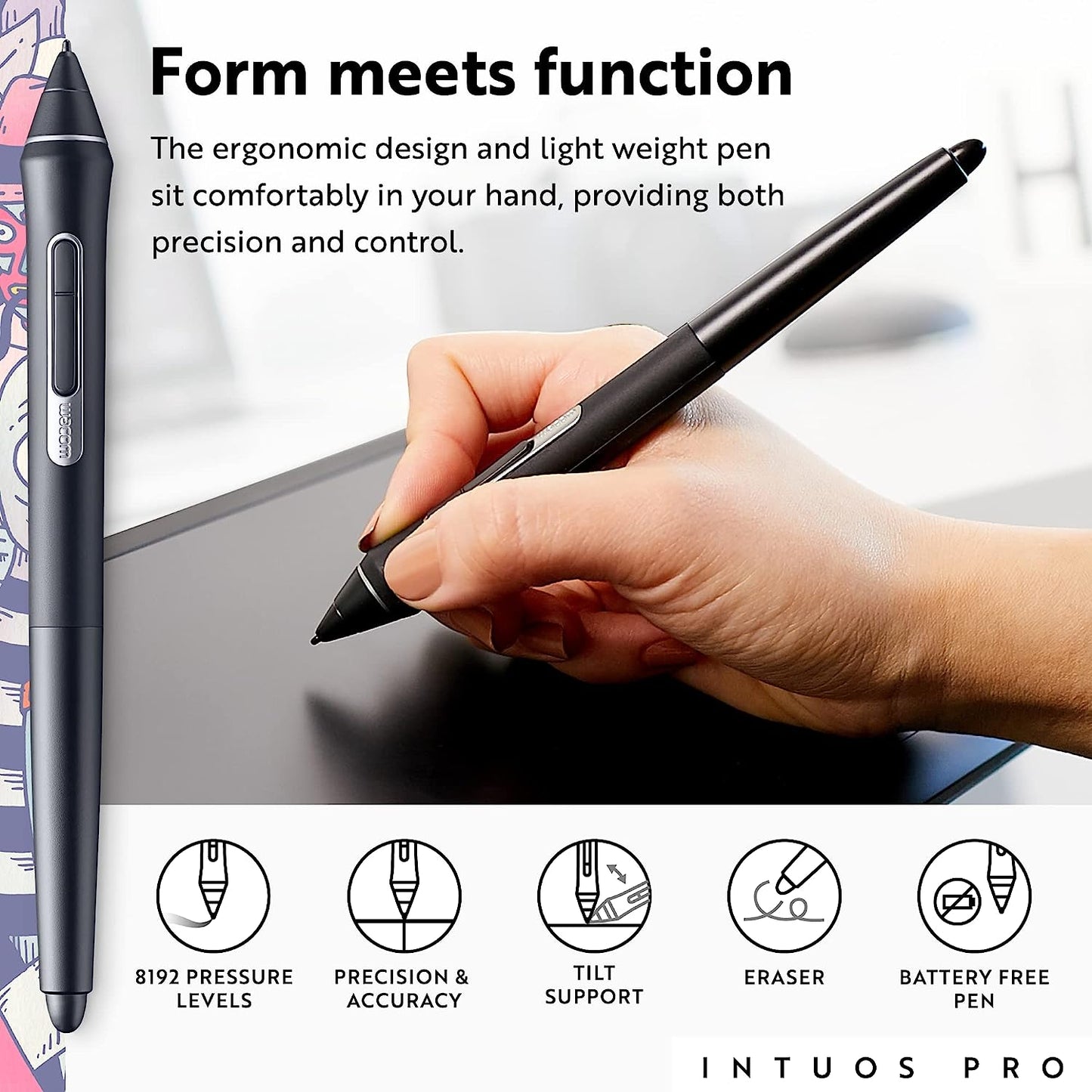 PTH660 Intuos Pro Digital Graphic Drawing Tablet for Mac or PC, Medium, New Model, Black