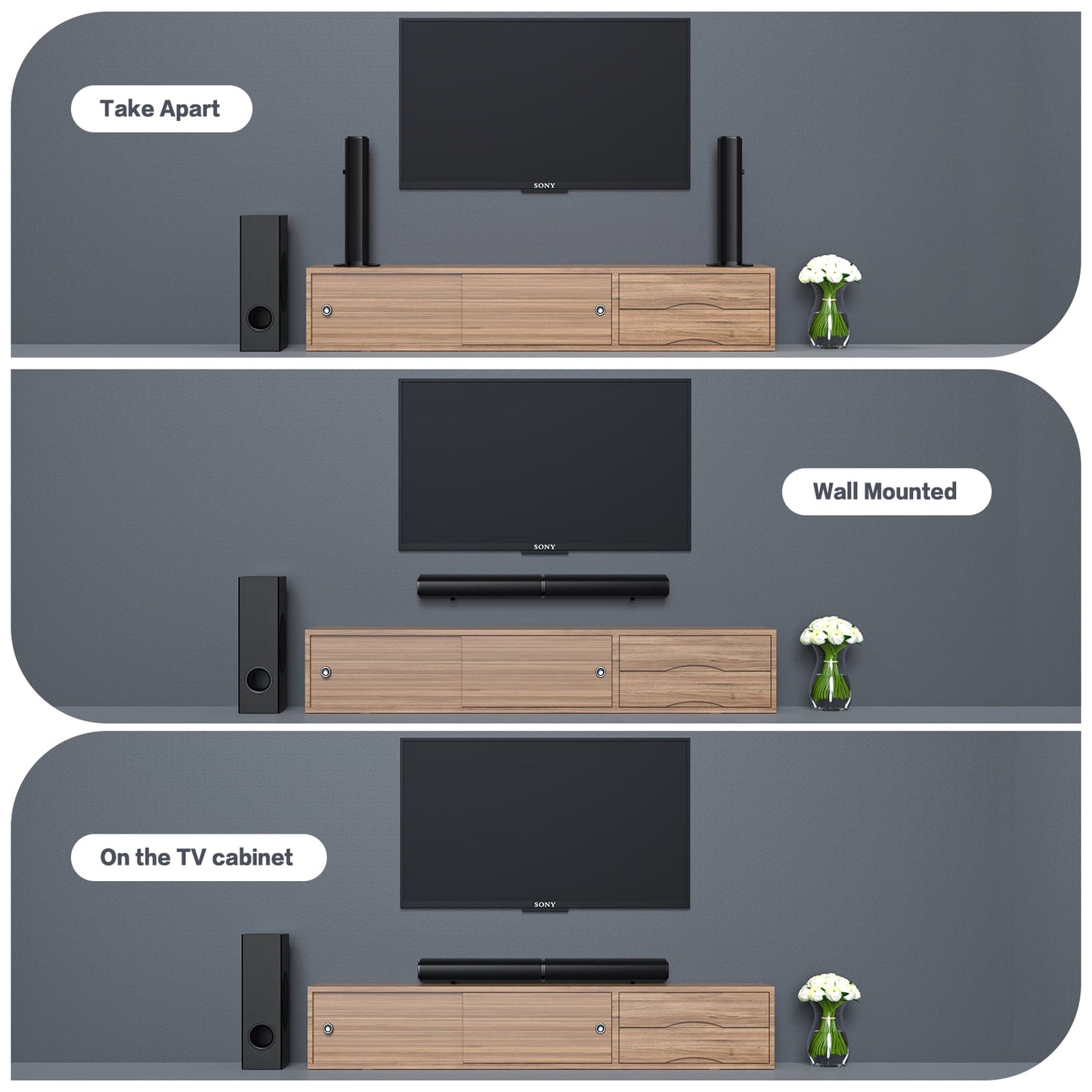 4.1Ch Soundbar with Subwoofer, 120W Separable Sound Bar for TV with 4 Drivers, Usb/Aux/Coaxial/Optical/Hdmi/Bluetooth Connect, SD01